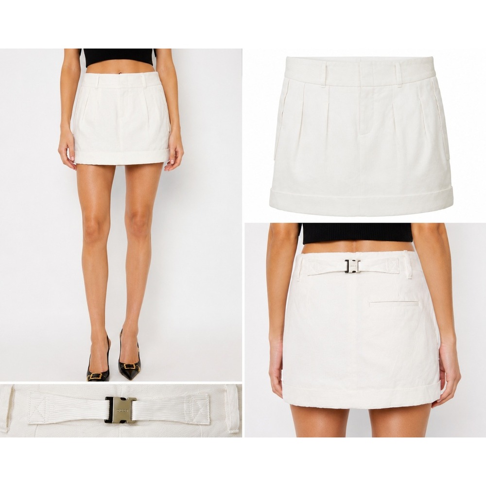 Gucci Vintage White Cotton Mini Skirt Logo Buckle IT 40 US 4 Made in Italy